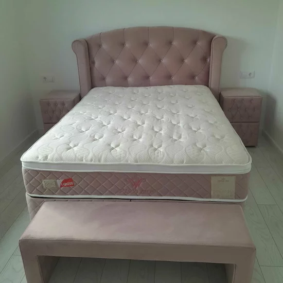 Pat tapițat Visco 160x200 cm roz, cu ladă depozitare și somieră rabatabilă picture - 11