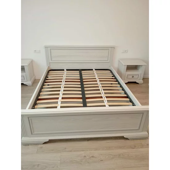 Pat White, cadru clasic sculptat, MDF frezat și PAL melaminat, 160x200 cm, frasin alb și pin argintiu picture - 12