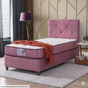 Pat Yakut, roz - 100x200 cm, design modern, capitonare premium, spatiu depozitare