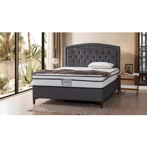 Pat+ Saltea gratis Belek, gri inchis - 140x200 cm, design sofisticat, capitonare modernă, structură durabilă, stofă catifea