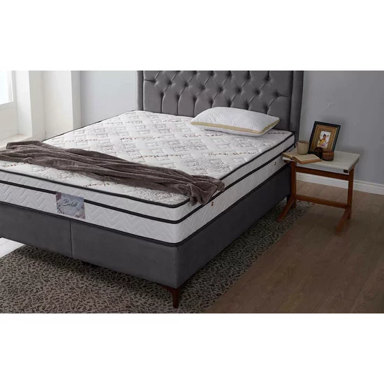 Pat+ Saltea gratis Belek, gri inchis - 140x200 cm, design sofisticat, capitonare modernă, structură durabilă, stofă catifea picture - 2