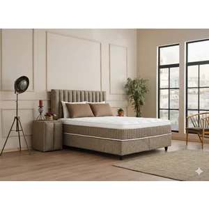 Pat+ Saltea gratis, Belexa, maro -160/200 cm, cu somieră rabatabilă, ladă depozitare