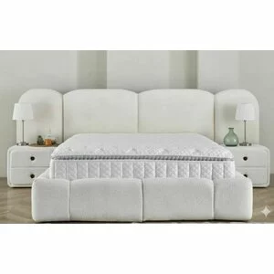 Pat+Saltea gratis, New York XL, alb -140/200 cm, cu somiera rabatabila si lada de depozitare