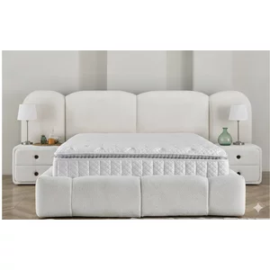 Pat+Saltea gratis, New York XL, alb - 160/200 cm, cu somiera rabatabila si lada de depozitare