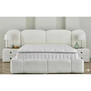 Pat+Saltea gratis, New York XL, alb - 180/200 cm, cu somiera rabatabila si lada de depozitare