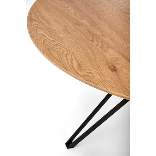 Masă Pixel 2 rotundă, design modern, MDF laminat și oțel mat, 120x76 cm, stejar auriu/negru picture - 5
