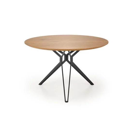 Masă Pixel 2 rotundă, design modern, MDF laminat și oțel mat, 120x76 cm, stejar auriu/negru picture - 2