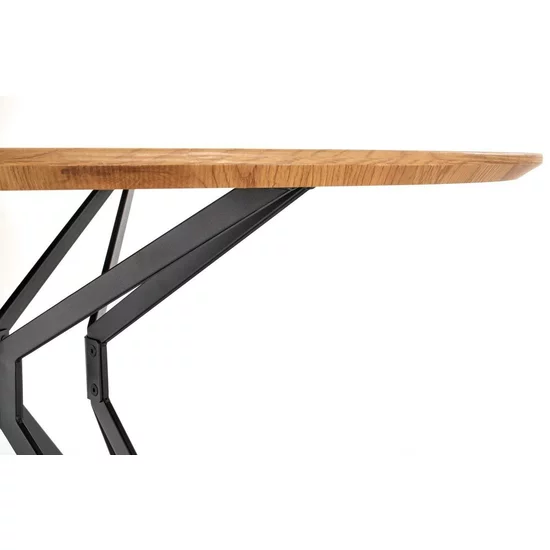 Masă Pixel 2 rotundă, design modern, MDF laminat și oțel mat, 120x76 cm, stejar auriu/negru picture - 3