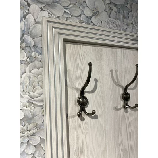 Placă cuier White, 5 cârlige metalice, PAL melaminat, 70x160x3.5 cm, frasin alb/pin argintiu picture - 3