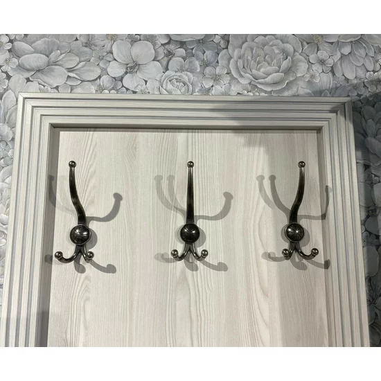 Placă cuier White, 5 cârlige metalice, PAL melaminat, 70x160x3.5 cm, frasin alb/pin argintiu picture - 4