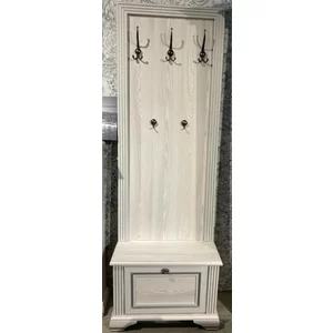 Placă cuier White, 5 cârlige metalice, PAL melaminat, 70x160x3.5 cm, frasin alb/pin argintiu