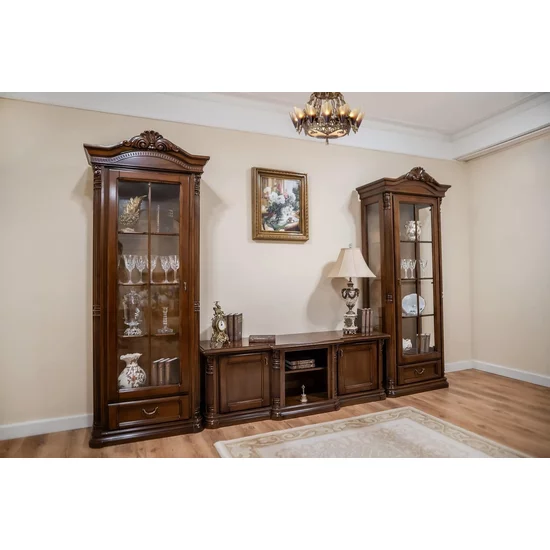 Set comodă + 2 vitrine Plasma Sonia, lemn masiv fag + MDF furniruit, 172x48.5x60 cm, nuc picture - 2