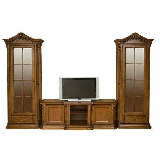 Set comodă + 2 vitrine Plasma Sonia, lemn masiv fag + MDF furniruit, 172x48.5x60 cm, nuc picture - 8