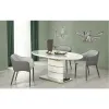 Masă extensibilă Aspen albă 140–180x90x76 cm, MDF lucios și oțel picture - 1