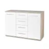 Comodă Lima KM-4, design modern, PAL laminat lucios, 116x40x82 cm, alb-Sonoma picture - 1