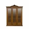 Cristalier Sonia cu 3 uși din lemn masiv fag, panel și MDF, furniruit cu furnir de nuc, 178x45,5x220 cm picture - 3