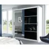 Dulap Brandon cu usi glisante si oglinda din PAL, 1,50x0,61x2,15 m, alb si negru picture - 1