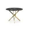 Masă Raymond 2 rotundă, blat sticlă marmorat, structură metalică, diametru 100x73 cm, negru/gold picture - 2