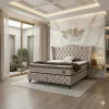 Pat  Adel cu saltea Gratis, crem - 160x200 cm, design elegant, confort premium, structură rezistentă picture - 1