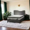 Pat Astra, gri - 180x200 cm, design rafinat, ladă mare de depozitare, structură rezistentă, stofă catifea premium picture - 1