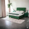 Pat + Saltea gratis  Astra, verde - 140x200 cm, design modern, capitonare elegantă, ladă spațioasă de depozitare, structură rezistentă picture - 1