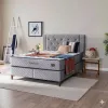 Pat + Saltea gratis  Sleep Maker, gri  Baby Face 25- 160x200 cm, structură durabilă, tapițerie premium, saltea ortopedică inclusă, design rafinat picture - 6