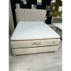 Pat Tapițat + Saltea gratis, Fluffy, bej UC1195 -180x200 cm, somieră rabatabilă și ladă depozitare picture - 2
