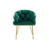 Set 2 Scaune living tapițat COZY, catifea verde picioare metalice aurii picture - 2