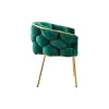 Set 2 Scaune living tapițat COZY, catifea verde picioare metalice aurii picture - 4