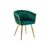 Set 2 Scaune tapitate Chic, culoare verde cu picioare aurii picture - 3