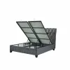 Pat + Saltea gratis Comfort, gri - 140x200 cm, ladă depozitare, somieră rabatabilă, structură metal + lemn + PAL, tapițerie stofă premium picture - 4