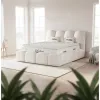 Set pat + Saltea Gratis tapițat Shakira 140x200 cm crem ERATO 01 cu somieră rabatabilă si ladă depozitare picture - 1
