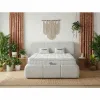 Set pat + Saltea Gratis tapițat Torra 160x200 cm crem cu somieră rabatabilă si  ladă depozitare picture - 1