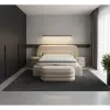 Set pat + Saltea Gratis ,tapițat Tosco 140x200 cm crem cu somieră rabatabilă si ladă depozitare picture - 1