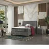 Pat + Saltea gratis Wooly, gri - 180x200 cm, ladă depozitare, design modern, topper inclus, structură metal + lemn + PAL, tapițerie stofă premium picture - 1