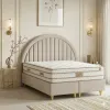 Set pat +Saltea Gratis  tapițat Moon 160x200 cm crem cu somieră rabatabilă  si ladă depozitare picture - 1