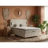 Set pat+ Saltea Gratis  tapițat Nevara 180x200 cm crem cu somieră rabatabilă si ladă depozitare picture - 1