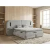 Set pat+ Saltea Gratis tapițat Vivara 140x200 cm crem cu somieră rabatabilă, ladă depozitare și saltea inclusă picture - 1