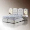Set pat+Saltea Gratis tapițat Vizyon XXL  160x200 cm crem cu somieră rabatabilă, ladă depozitare picture - 2