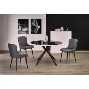 Masă rotundă Avelar 120x76 cm cu blat din sticlă și picioare metalice