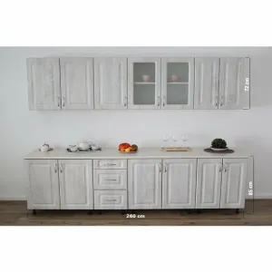 Bucătărie Modulară Kvadris, Fronturi Dune White, PAL Melaminat, 260 cm, Alb