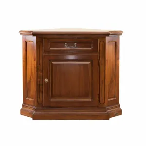 Bufet colț Mara din lemn masiv fag, panel și MDF, furniruit cu furnir de nuc, 76x76x86 cm