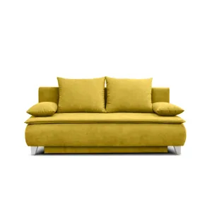 Canapea extensibilă Mona, design modern curbat, tapițerie boucle, 208x108x100 cm, crem
