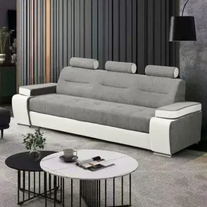 Canapea extensibilă Melisa Modern, gri - 244 cm, tetiere fixe, brațe reglabile