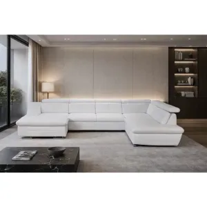 Colțar Helix U extensibil, culoare personalizabila - 381x250x177 cm, spațiu generos, tetiere și brațe rabatabile
