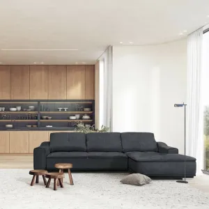 Colțar extensibil Philadelphia, arcuri sinusoidale + spumă HR, structură lemn masiv, 355x195 cm, personalizabil