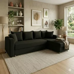 Colțar Royal, 3 locuri, culoare personalizabila - 305x195x85 cm, suprafață dormit 160x220 cm, extensibil cu ladă de depozitare, stofa matlasată Lux, arcuri bonell