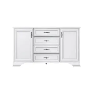 Comodă Idento KOM2D4S, 2 uși și 4 sertare, MDF și PAL laminat, 154.5x44.5x90 cm, alb alpin