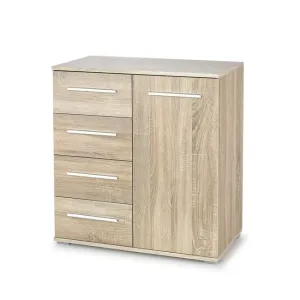 Comodă Lima KM-2, compartimentare practică, PAL melaminat, 77x40x82 cm, Sonoma