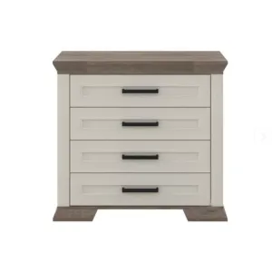 Comodă Marsel KOM4S, 4 sertare spațioase, MDF și PAL, 98x45x90 cm, alb frasin